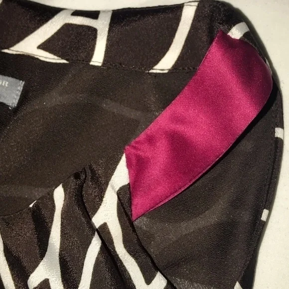 Ann Taylor Petite Brown/white Leaves Tank Top W/ Pink Ribbon Tie At Neck Blouse - Picture 7 of 7